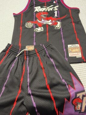 Mitchell & Ness Kids Toronto Raptors Black Red Purple Lightning Jersey Set